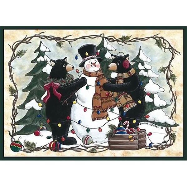 Custom Printed Rugs BEARSSNOWMAN Bears and Snowman Rug